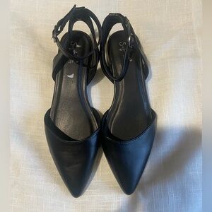 Seychelles What A Girl Wants Women's Slip On Black Ankle Strap Pointy Toe Sz 8